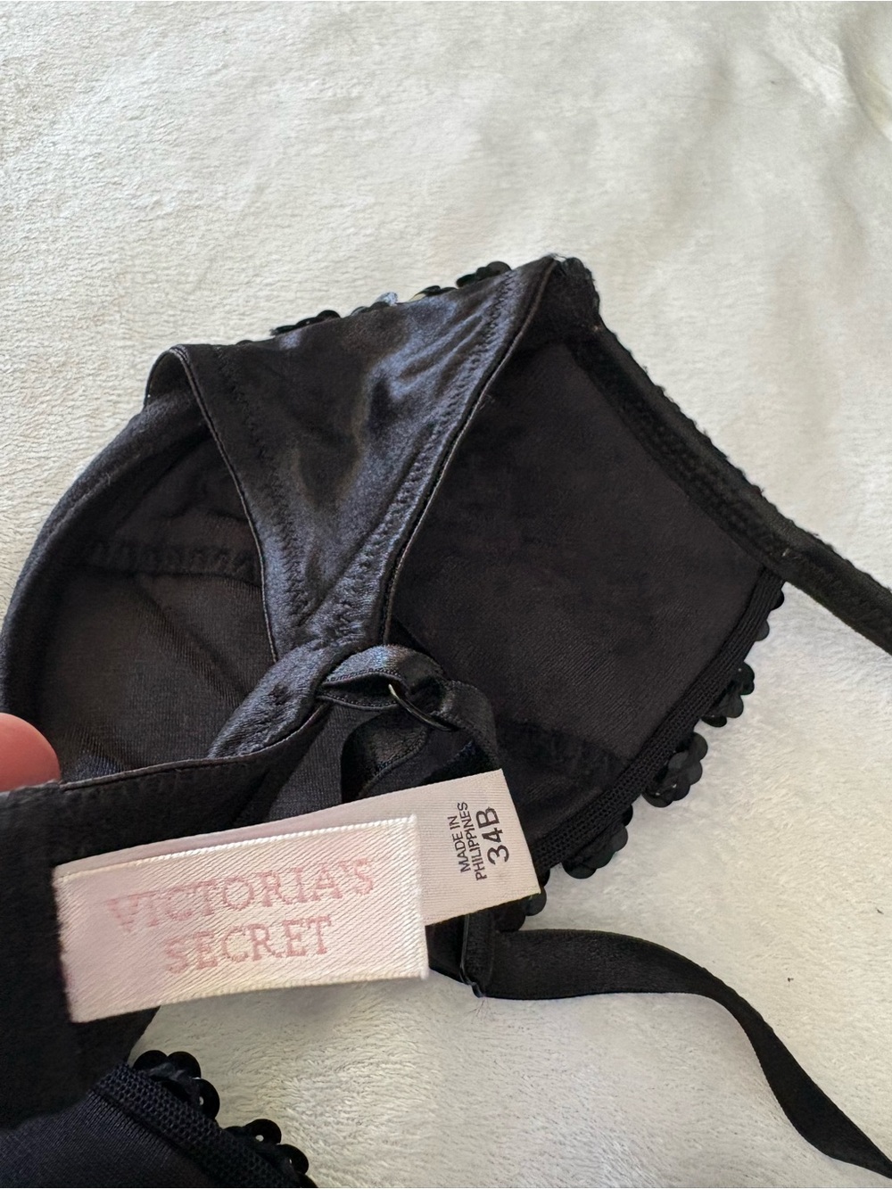 vintage y2k 2001 Victoria's Secret black sequined bra 34b - Picture 4 of 6